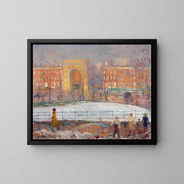 De straatvegers in Washington Square - William James Glackens — ingelijst kunstwerk aan de muur