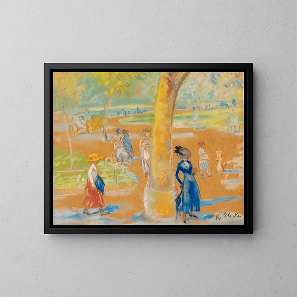 Vrouw met een paraplu in Washington Square - William James Glackens — ingelijst kunstwerk aan de muur