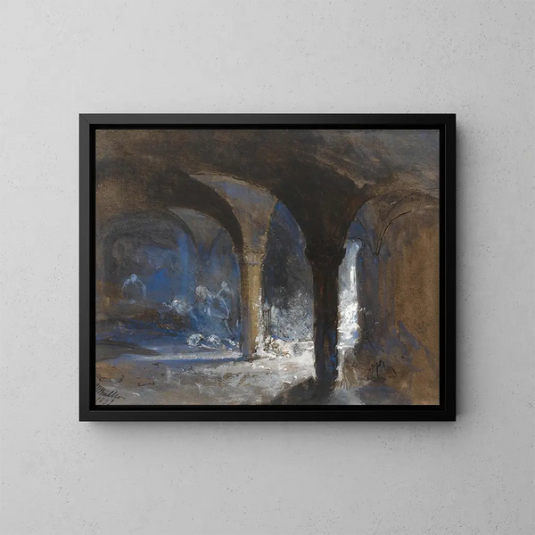 Crypte du palais des évêques pendant les émeutes de Bristol - William James Müller — ingelijst kunstwerk aan de muur