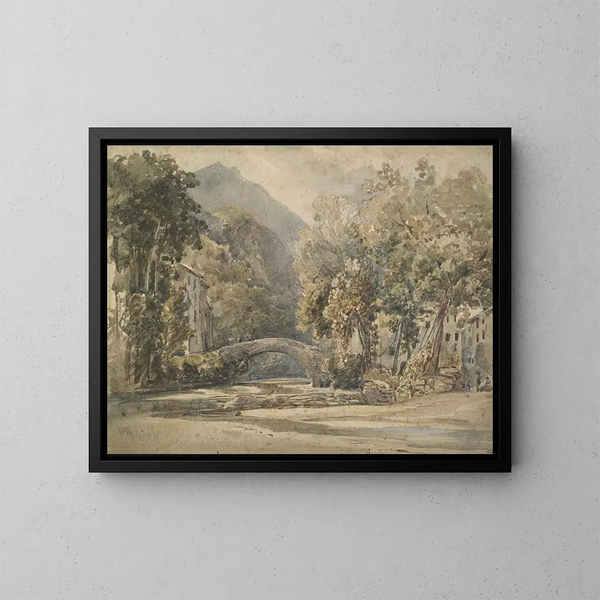 Landschap met een brug - William James Müller — ingelijst kunstwerk aan de muur