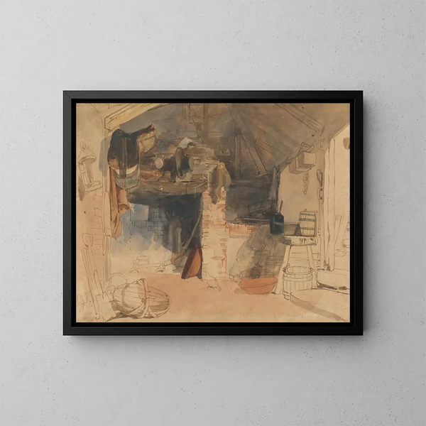 Studie van een rustiek binnenland - William James Müller — ingelijst kunstwerk aan de muur