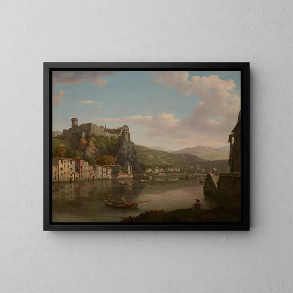 Vue de la Saône et du château de Pierre Scize, Lyon, France - William Marlow — ingelijst kunstwerk aan de muur