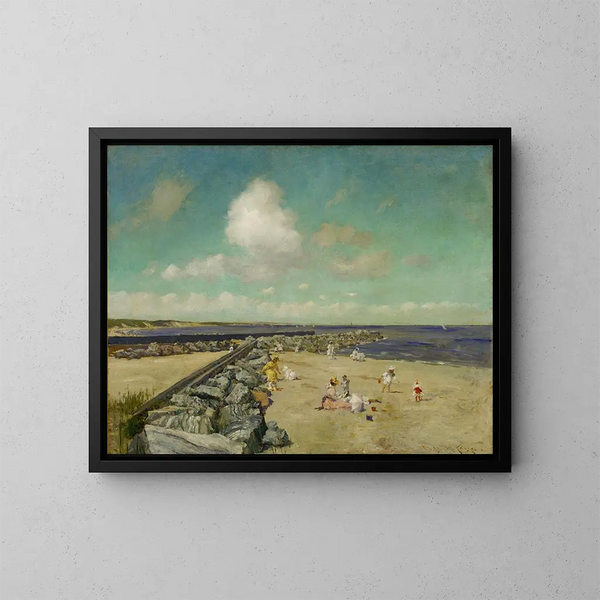 van het ochtendlandschap bij de dijk van Shinnecock - William Merritt Chase — ingelijst kunstwerk aan de muur