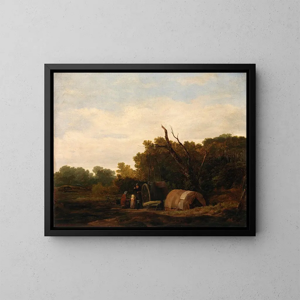 Een kamp van zigeuners - William Mulready — ingelijst kunstwerk aan de muur