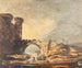 Landschap met een kasteel en een brug - William Payne — weergave van het kunstwerk