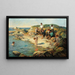 van een schilderij met jongens die zwemmen op een rotsachtige kust - William Pratt — ingelijst kunstwerk aan de muur
