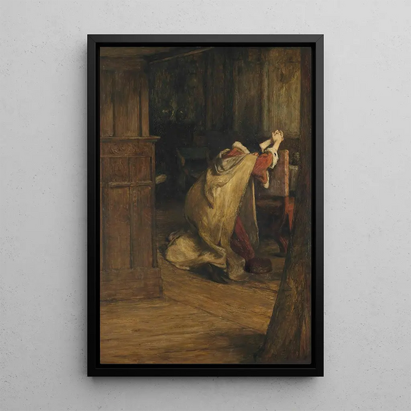William Quiller Orchardson - Hamlet and the King Pray I can not My words fly up My thoughts remain below Words without Thoughts never to heaven go Act III Scene 3.webp