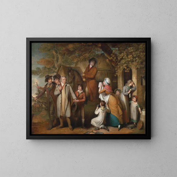 De strenge rentmeester of de ongelukkige huurder - William Redmore Bigg — ingelijst kunstwerk aan de muur