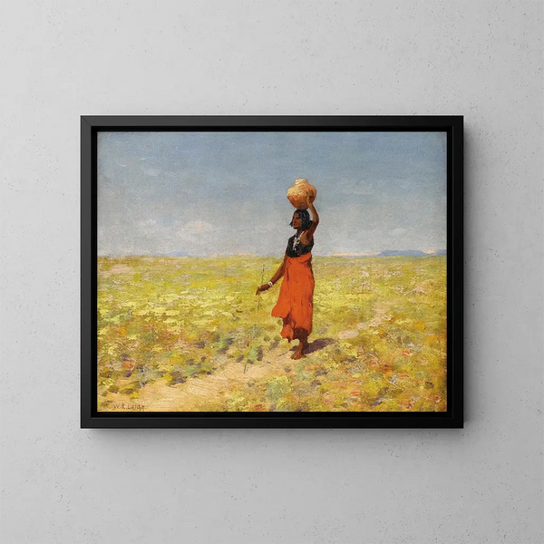 Meisje Hopi blinde revenant van een waterpunt in de woestijn - William Robinson Leigh — ingelijst kunstwerk aan de muur