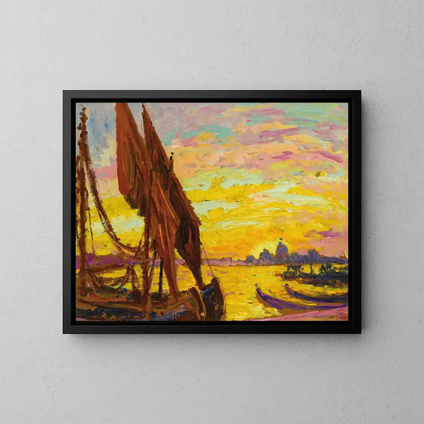 Zonsondergang op het Lido van Venetië - William Samuel Horton — ingelijst kunstwerk aan de muur