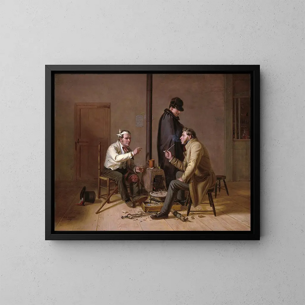 De scène uit de moeilijke geschiedenis in een dorpskroeg - William Sidney Mount — ingelijst kunstwerk aan de muur