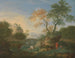 van een landschap met verre klassieke ruïnes, een brug, figuren en vee - William Smith — weergave van het kunstwerk