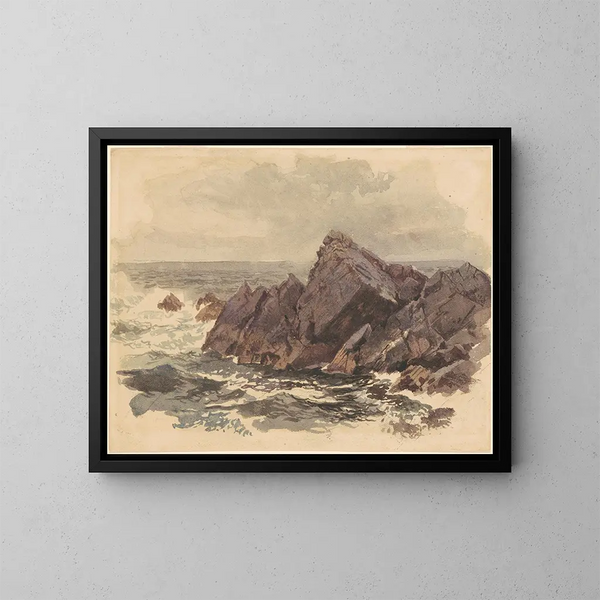 Maritiem schilderij met rotsen - William Trost Richards — ingelijst kunstwerk aan de muur