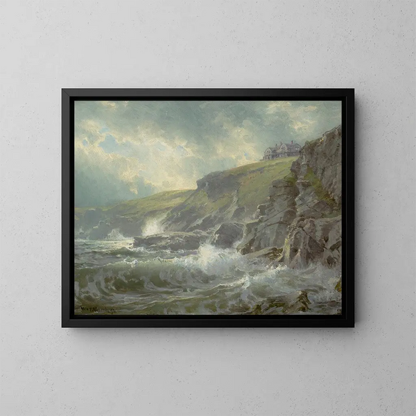 Vue van het huis van de kunstenaars Graycliff, Newport, Rhode Island - William Trost Richards — ingelijst kunstwerk aan de muur