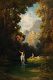 Young girl bathing in the forest pond - Willy Moralt — artwork view