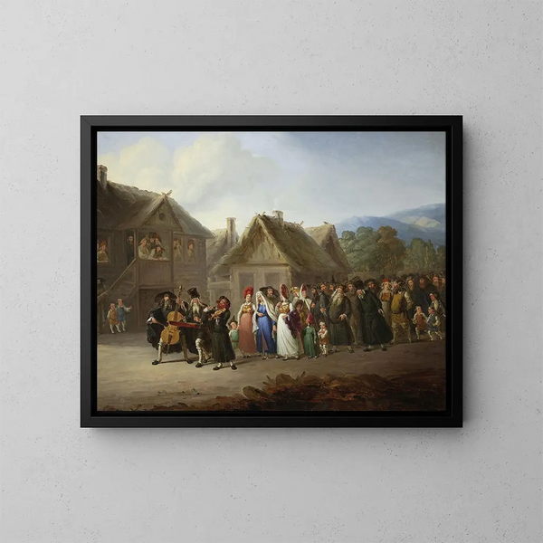 Joodse huwelijksschilderij - Wincenty Smokowski — ingelijst kunstwerk aan de muur