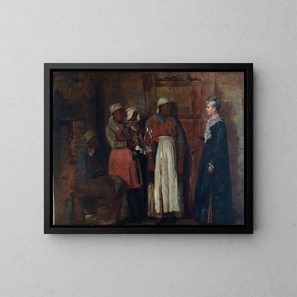 Een bezoek aan de oude minnares - Winslow Homer — ingelijst kunstwerk aan de muur