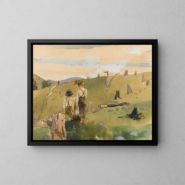 Jongens op een heuvel - Winslow Homer — ingelijst kunstwerk aan de muur