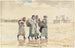 Vier visvrouwen op het strand - Winslow Homer — weergave van het kunstwerk