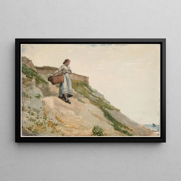 Meisje met een mand - Winslow Homer — ingelijst kunstwerk aan de muur
