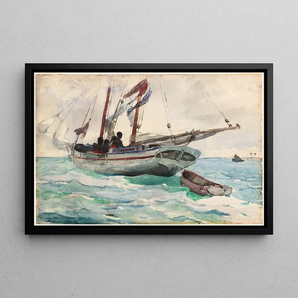 Zeilboot Nassau - Winslow Homer — ingelijst kunstwerk aan de muur