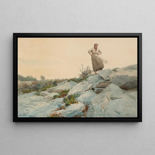 De Hooiersvrouw - Winslow Homer — ingelijst kunstwerk aan de muur