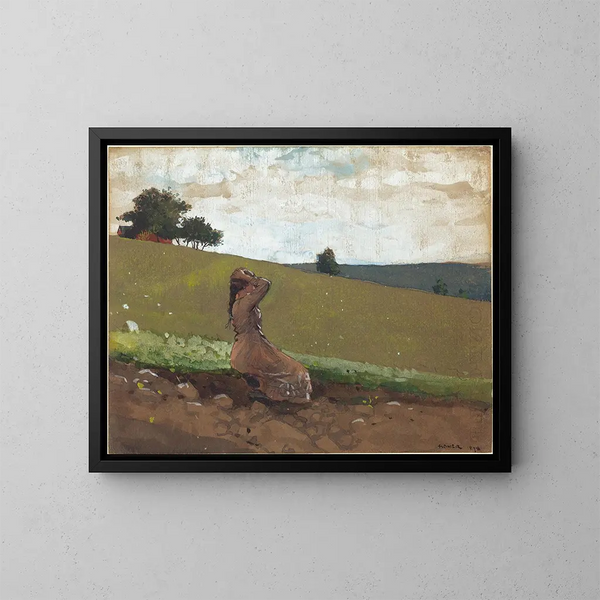 De groene heuvel - Winslow Homer — ingelijst kunstwerk aan de muur