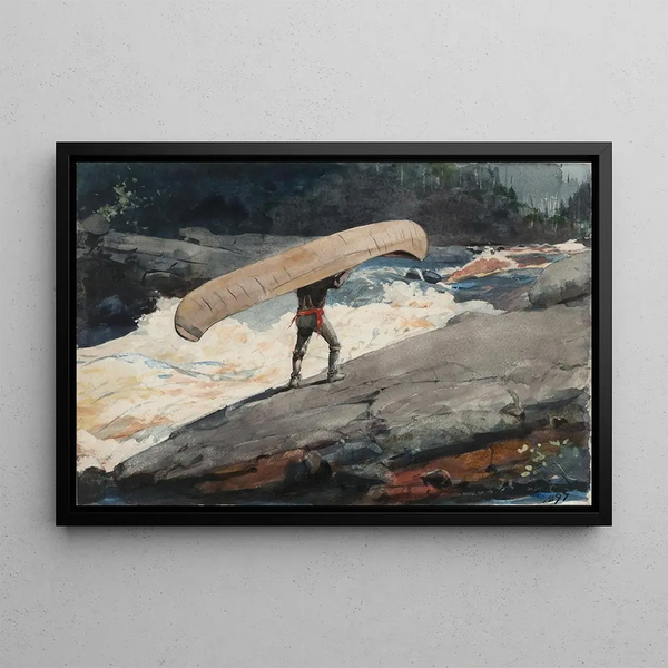 Le Portage - Winslow Homer — ingelijst kunstwerk aan de muur
