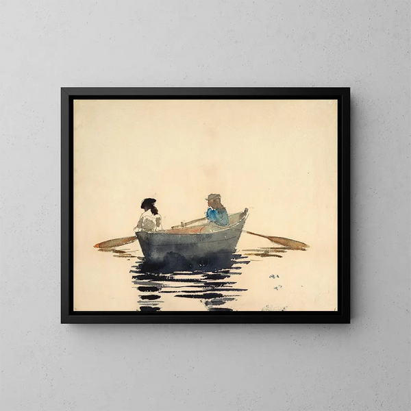 Twee meisjes in een boot - Winslow Homer — ingelijst kunstwerk aan de muur