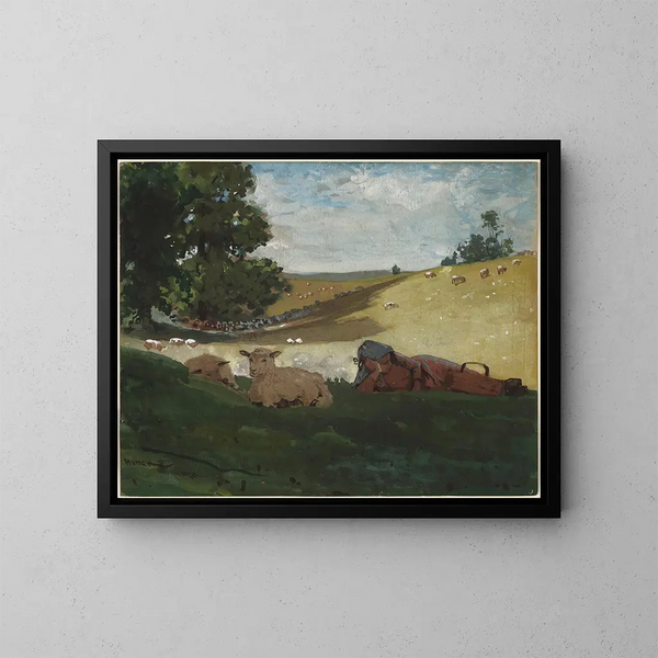 Na een warme middag - Winslow Homer — ingelijst kunstwerk aan de muur