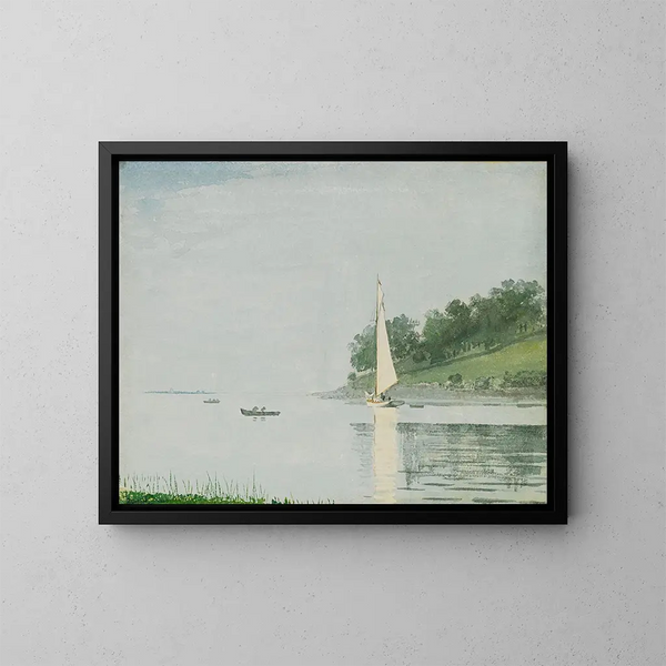 Jacht in een baai bij Gloucester - Winslow Homer — ingelijst kunstwerk aan de muur