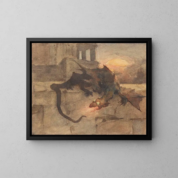 Draak - Witold Pruszkowski — ingelijst kunstwerk aan de muur