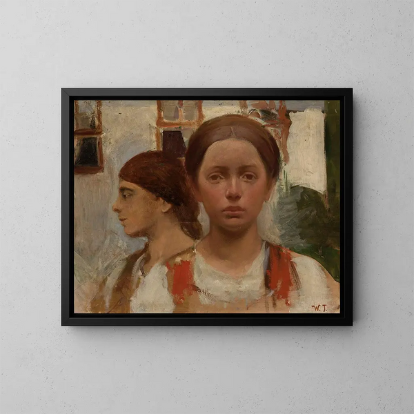 Twee vrouwenhoofden - Włodzimierz Tetmajer — ingelijst kunstwerk aan de muur