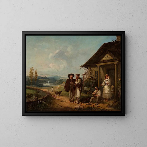 vooraan een landhuis - Wojciech Gerson — ingelijst kunstwerk aan de muur