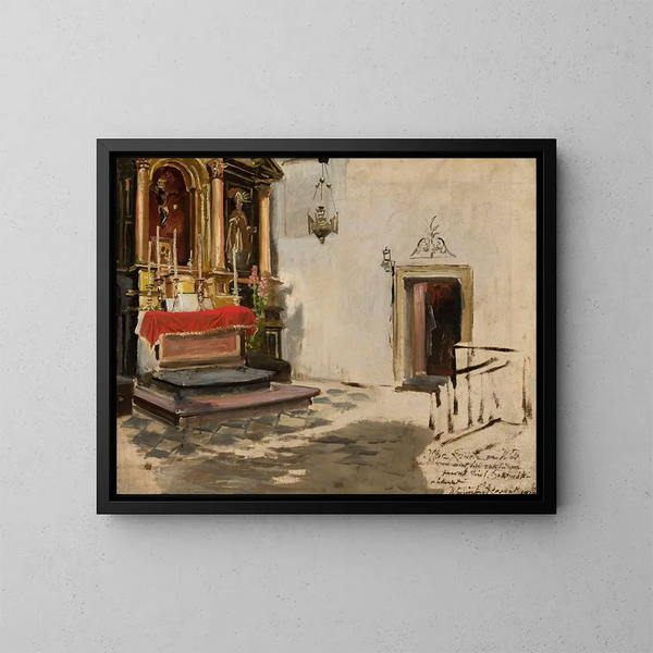van het altaar in de kerk van Wola - Wojciech Kossak — ingelijst kunstwerk aan de muur