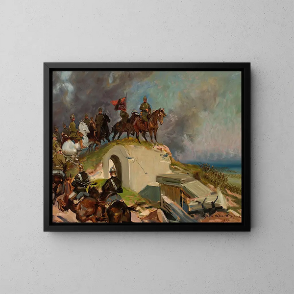 van een veldslag uit de Eerste Wereldoorlog - Wojciech Kossak — ingelijst kunstwerk aan de muur