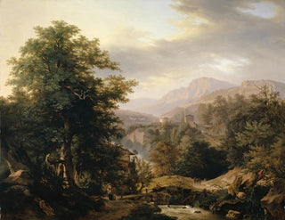 Wolfgang Adam Tpffer - Mountainous Landscape with Staffage Figures and Stream.webp