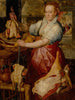 Een kok bereidt vlees met Christus in het huis van Maria en Martha daarbuiten - Atelier van Joachim Beuckelaer — weergave van het kunstwerk