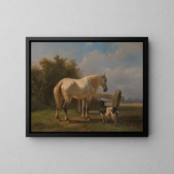 Paard in de wei - Wouterus Verschuur — ingelijst kunstwerk aan de muur