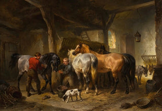 Wouterus Verschuur - Horses In A Stable.webp
