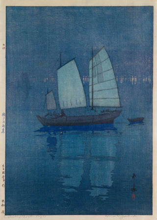 Yoshida Hiroshi - Sailing Boats Night from the series The Seto Inland Sea.webp