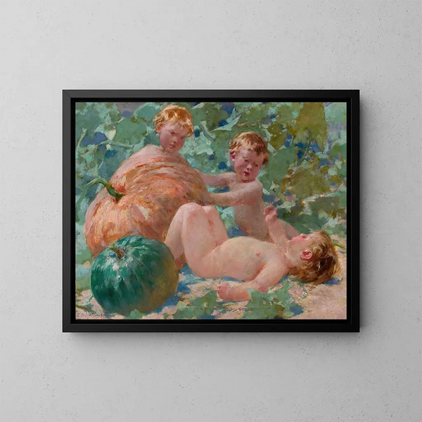 Pompoenen - Zdzisław Jasiński — ingelijst kunstwerk aan de muur