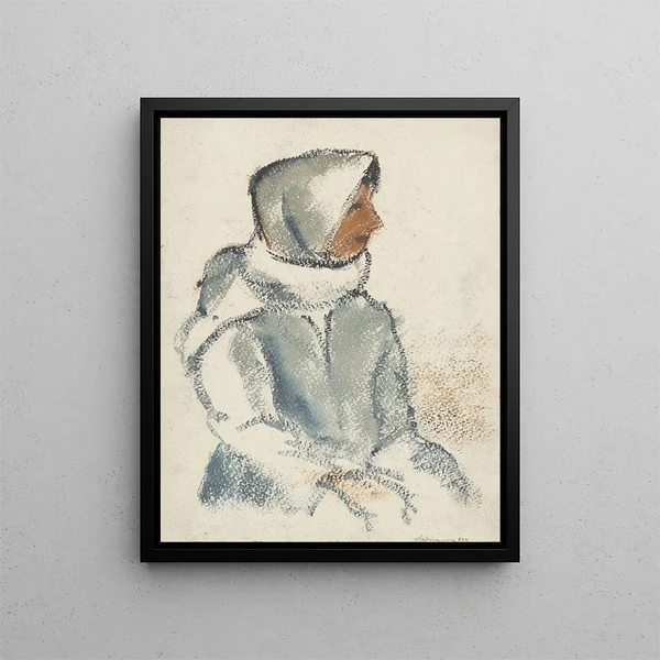 Zolo Palugyay - Seated Girl in a White Scarf in Profile.webp
