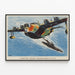 Vintage poster van Sunderland-vliegtuig dat boven de zee patrouilleert — ingelijst kunstwerk aan de muur