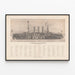 Decoratief Poster van Modern Scheepspantserplan met Genummerd Detail — ingelijst kunstwerk aan de muur