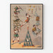 Vintage poster of acrobatics and juggling with tightrope walkers and trapeze artists