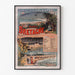 Vintage Bretagne-poster – Plages de Bretagne, spoorwegen, in een smal frame aan een lichte muur.