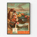 Spoorwegenposter – Italie via de Sint-Gotthardt, 1892, gepresenteerd in een smal lijstje tegen een lichte muur.