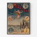 Vintage circusposter Miss Stena, afdaling van Absalon, gepresenteerd in een smal frame aan een lichte muur.