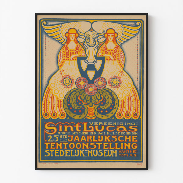 Exhibition poster – Sint Lucas, 1916 – Albert Hahn, shown in a thin frame on a light wall.